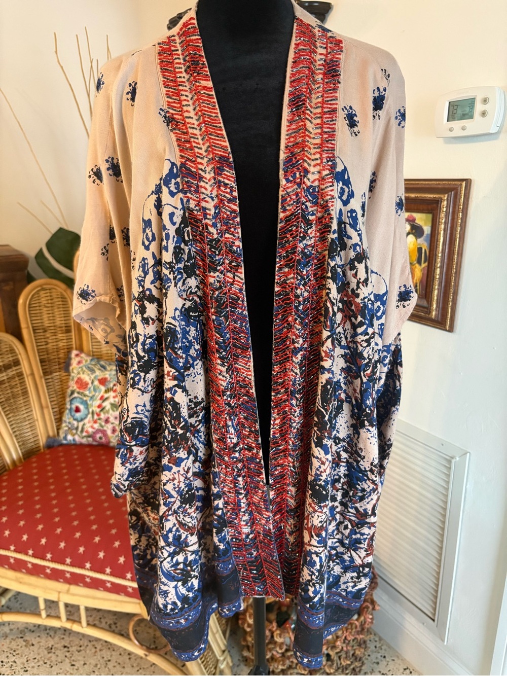 BEAUTIFUL STORIES Kimono Wrap Topper with Beading. One Size. Like new!